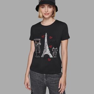 Karl Lagerfeld Black Graphic Short Sleeve Tee